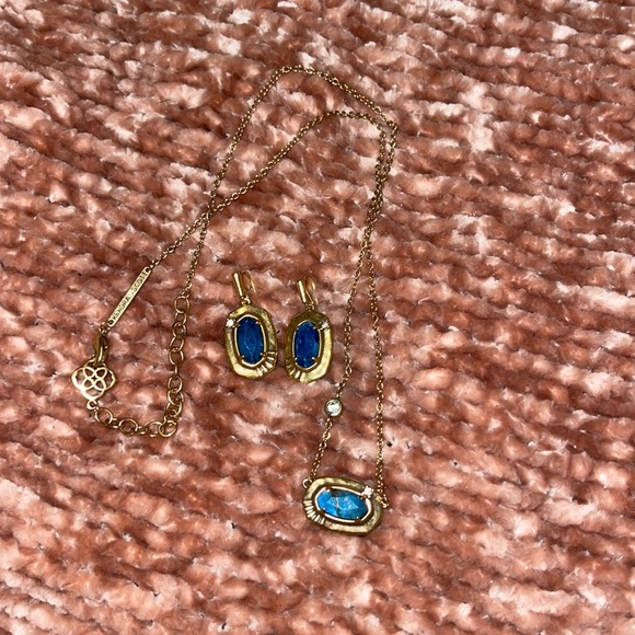 Kendra Scott Jewelry - Kendra Scott Anna Vintage Gold, necklace and earring, teal apatite.